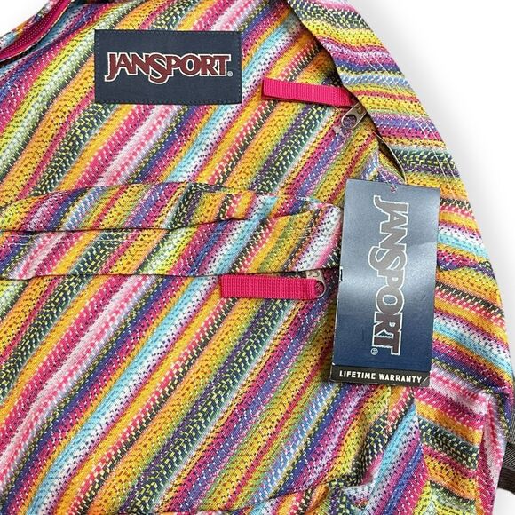 JANSPORT Multicolor Rainbow Stripe SuperBreak Backpack One Size - Picture 3 of 4